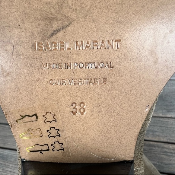 Isabel Marant Denvee Suede Knee High Boots Western Burnished Toe Taupe EU 38 - Picture 12 of 16